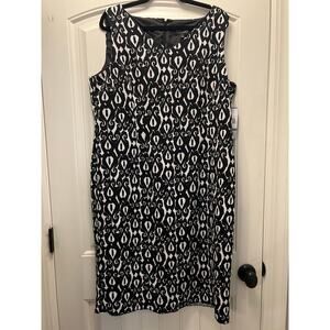 NWT Black Label by Evan Picone Women Sleeveless Sheath Dress Size 18 Black White